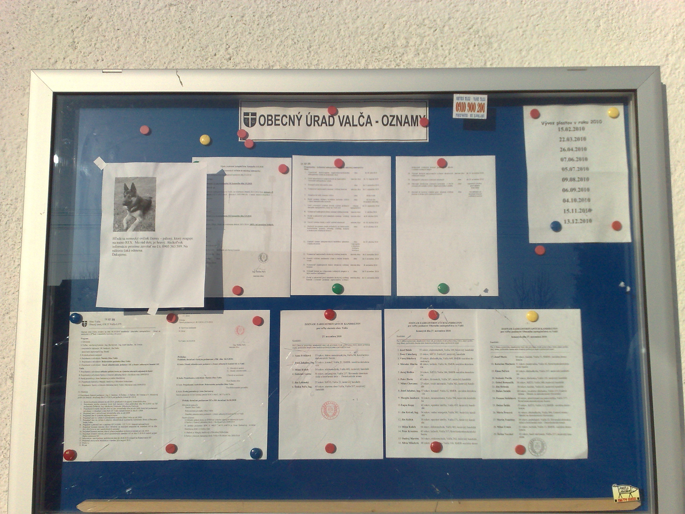 2. Vývesná tabuľa obce Valča