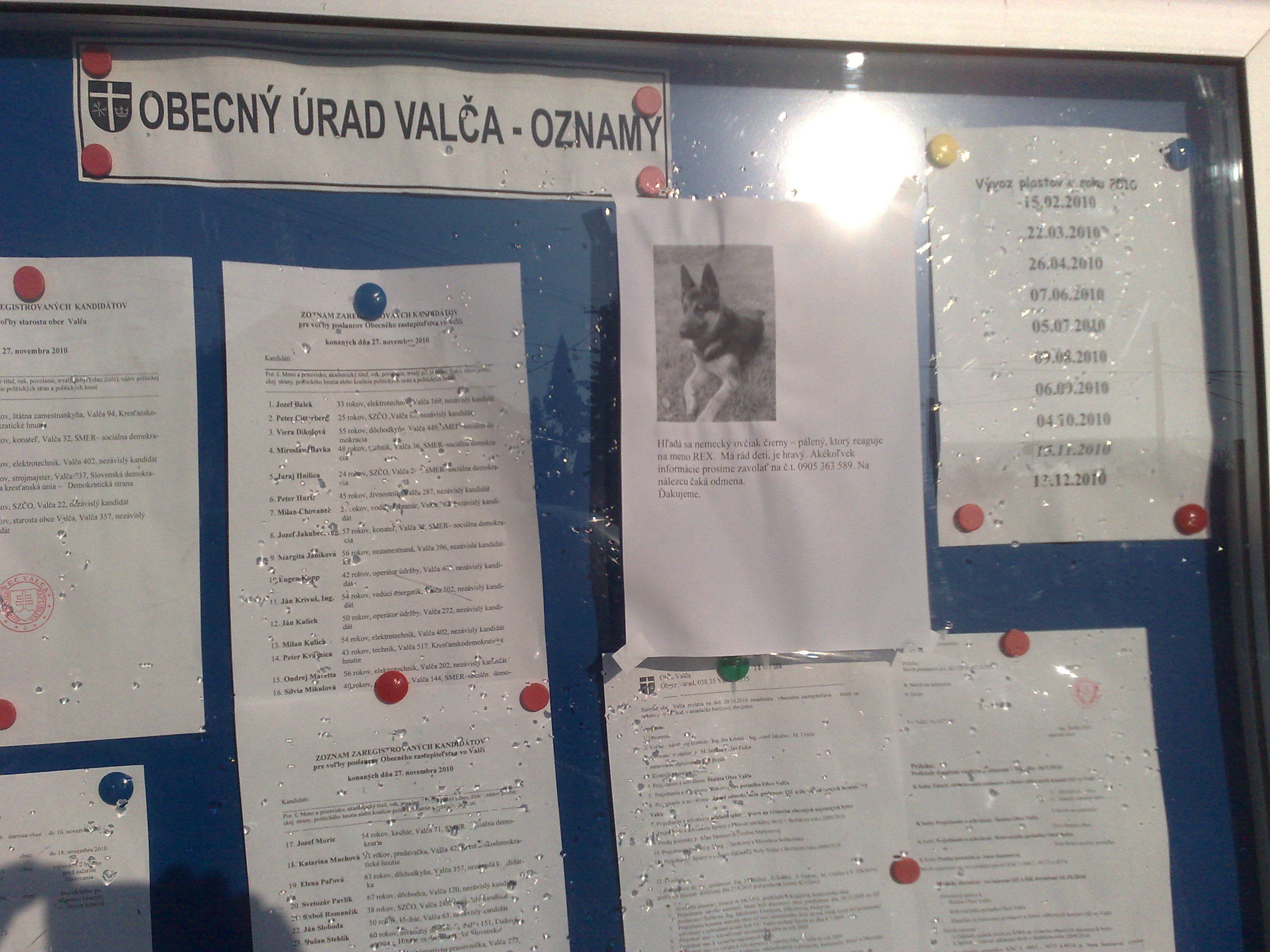 3. Vývesná tabuľa obce Valča